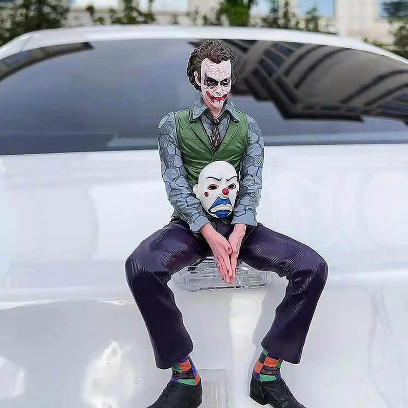16 ซม.DC การ์ตูนอะนิเมะ Batman Dark Knight Heath Ledger Joker ฐานหน้ากาก Clown Mr.J พุดดิ้งรถตกแต่ง PVC Action Figures รุ่นเดสก์ท็อปตุ๊กตาของเล่น