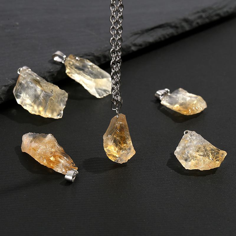 ธรรมชาติ Original Citrine จี้ไม่สม่ําเสมอ Citrine จี้หิน DIY เครื่องประดับคอ 1 ชิ้น