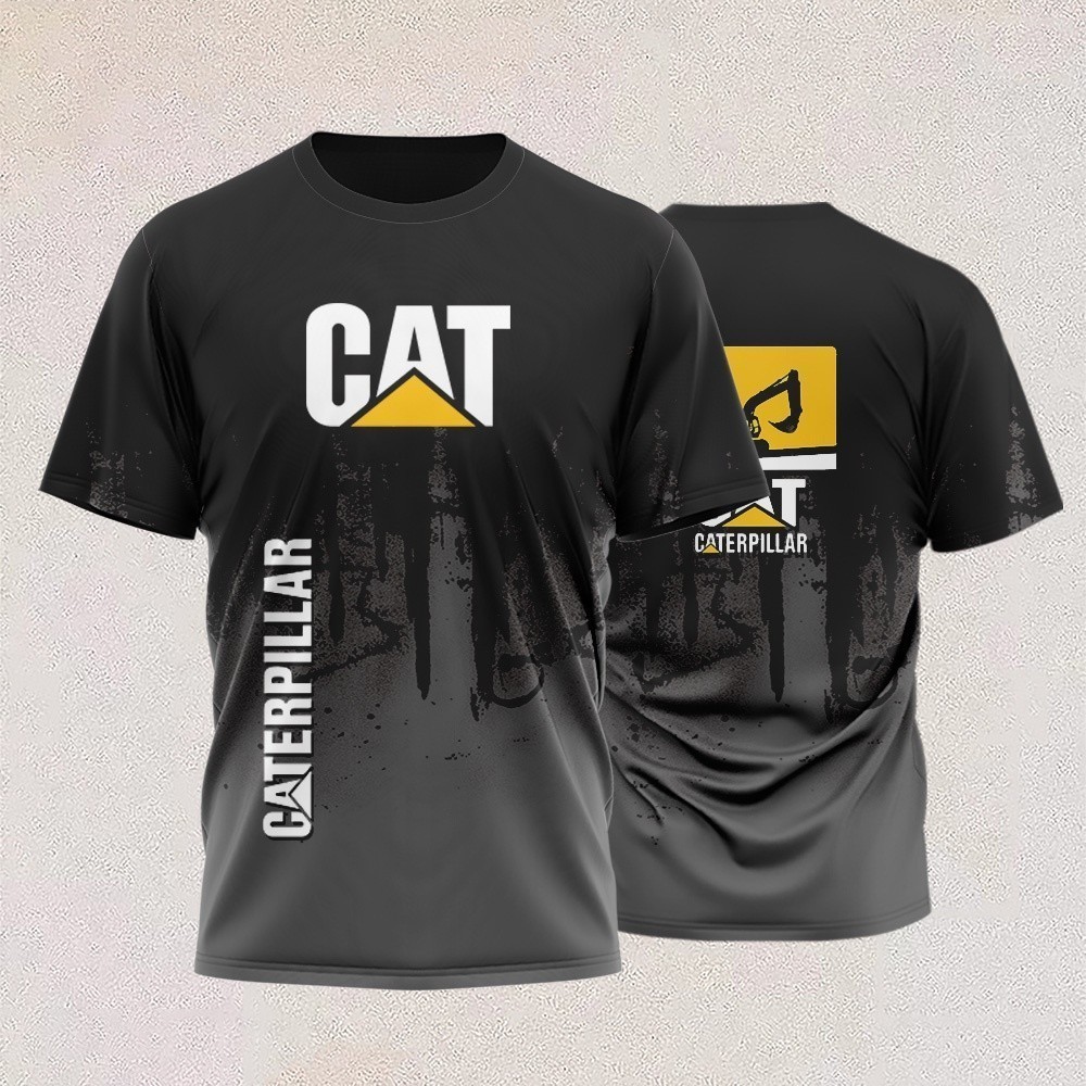 ฤดูร้อน Caterpillar เสื้อยืด CAT Excavator 3D พิมพ์ Streetwear ผู้ชายผู้หญิงกีฬาแฟชั่นลูกเรือคอ Top