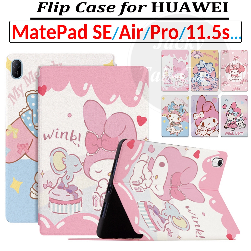 สําหรับhuawei MatePad SE 11 10.4 10.1 10.8 Mate Pad 11.5 11.5S Air 12 "Pro 12.2 12.6นิ้วแฟชั่นน่ารักMelody Flip StandฝาครอบหนังBTK-W09 AGS5-L09 AGS6-W09 BAH3-L09