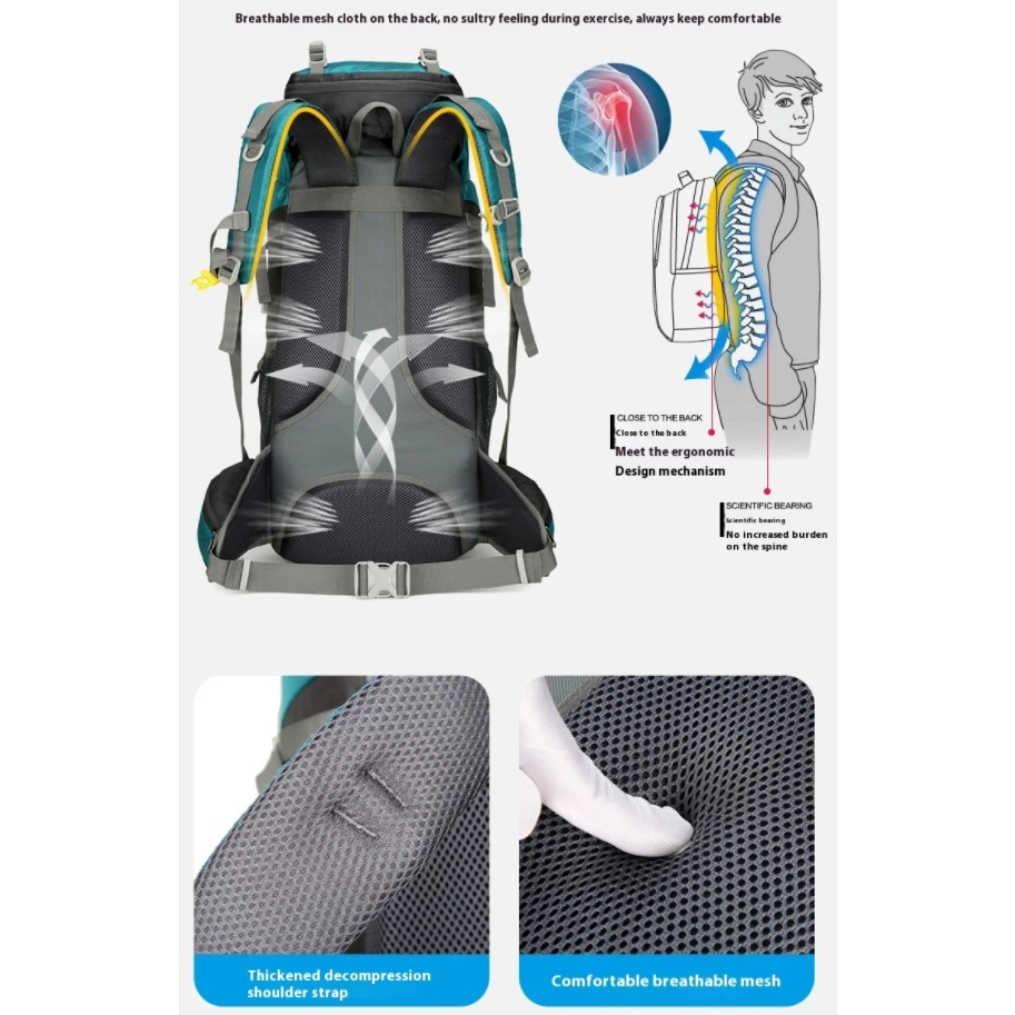 พร้อมสต็อก 75ล มืออาชีพเดินป่ากระเป๋าเป้สะพายหลังกระเป๋าปีนเขากันน้ําเดินทางกลางแจ้งตั้งแคมป์กระเป๋าเป้สะพายหลัง - รูปที่ 4