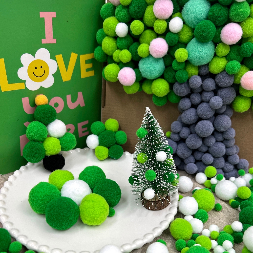 [0.8-3ซม.] สีเขียวชุดตุ๊กตาบอลโพลีเอสเตอร์ยืดหยุ่นสูงลูกขนขนาดเล็ก ทําเอง แฮนด์เมดต้นไม้ขนาดเล็กหญ้า ทําเอง ตกแต่ง