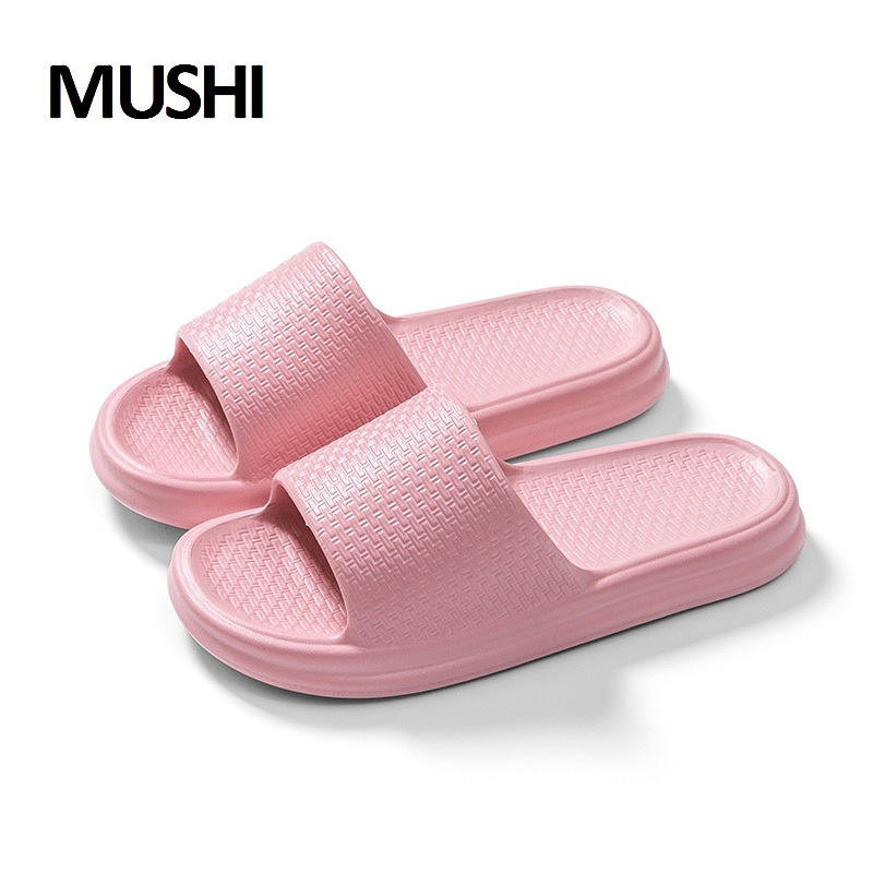 Mushi COD ผู้ชายและผู้หญิงคู่กลางแจ้งลื่นในร่มรองเท้าแตะแฟชั่นเรียบง่าย