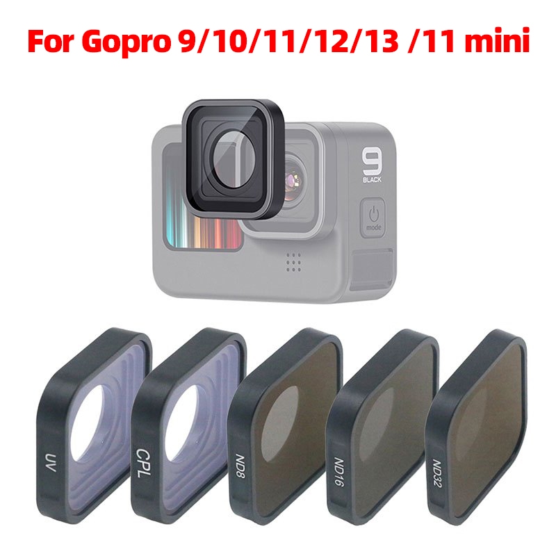 ชุดกรองกล้อง UV & ND & CPL Filter สำหรับ Gopro Hero 9/10/11/12/13 / 11 mini ตัวป้องกันเลนส์สีดำ