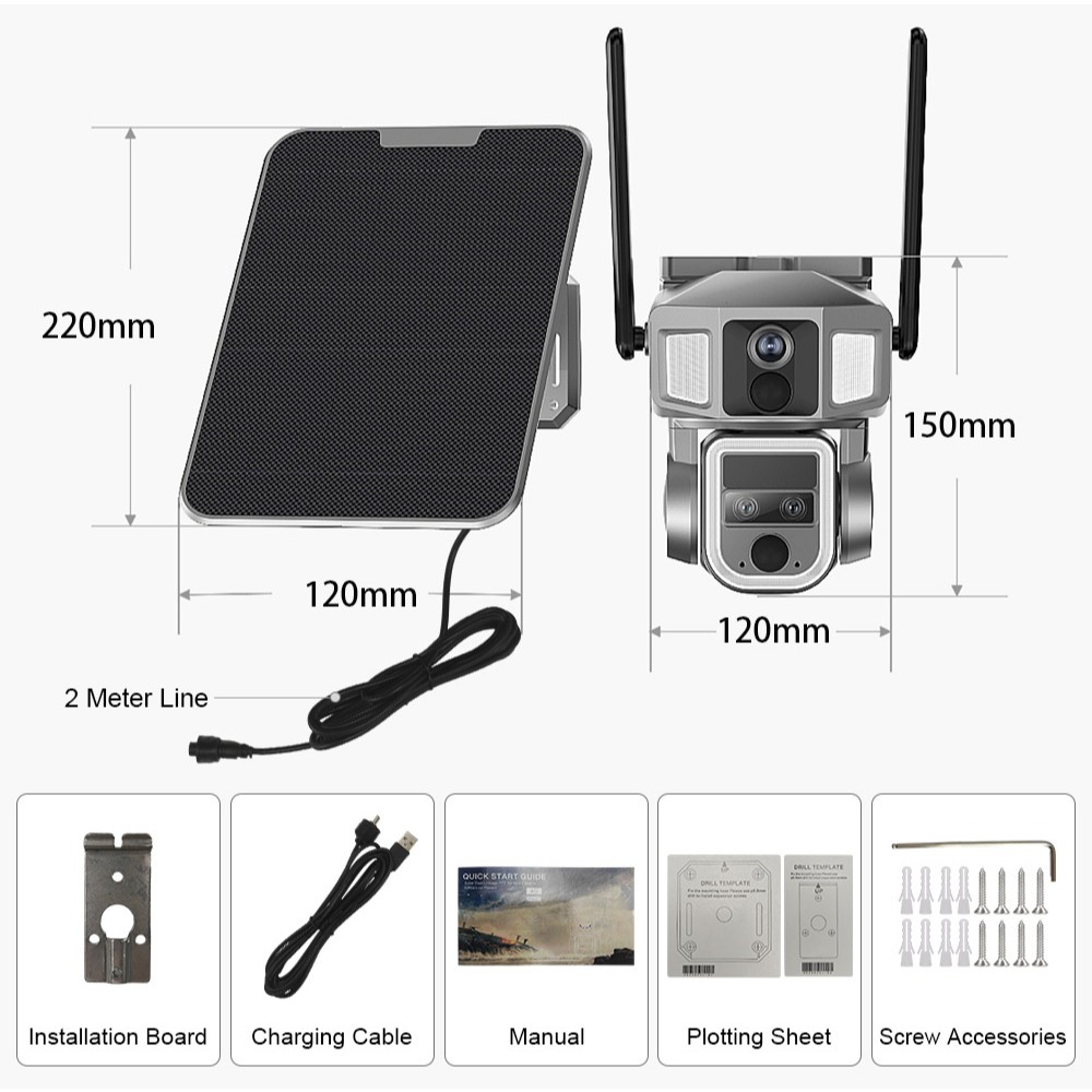 LS VISION 6K 4G+WIF PTZ กล้องโซล่าเซลล์กลางแจ้ง จอคู่ กล้องวงจรปิด12MP เลนส์หลายตัว ซูม I10X ตรวจจับ PIR กล้องวงจรปิดรักษาความปลอดภัย NIVIEW