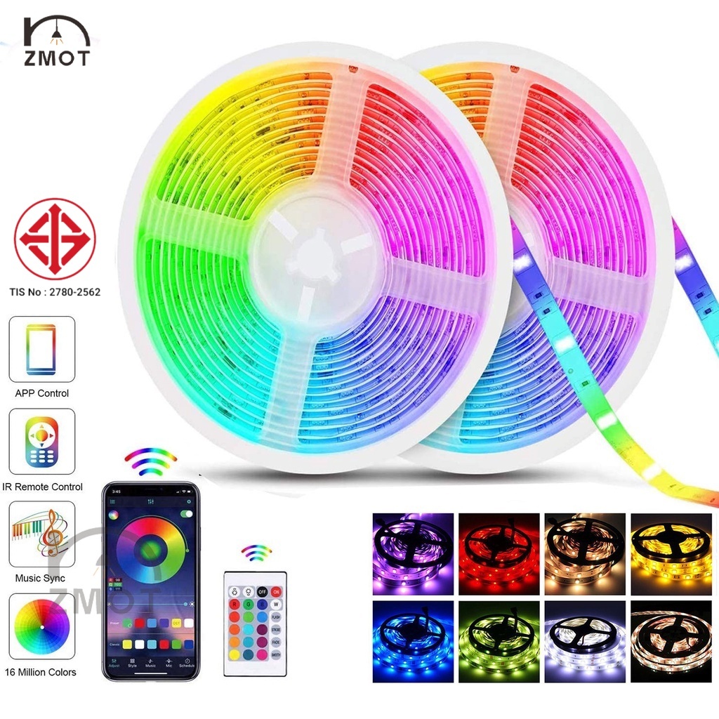 ไฟ led ห้องนอน ไฟแต่งห้อง ไฟเส้น RGB 5050แถบไฟพร้อมบลูทูธ 5/10/15 เมตร