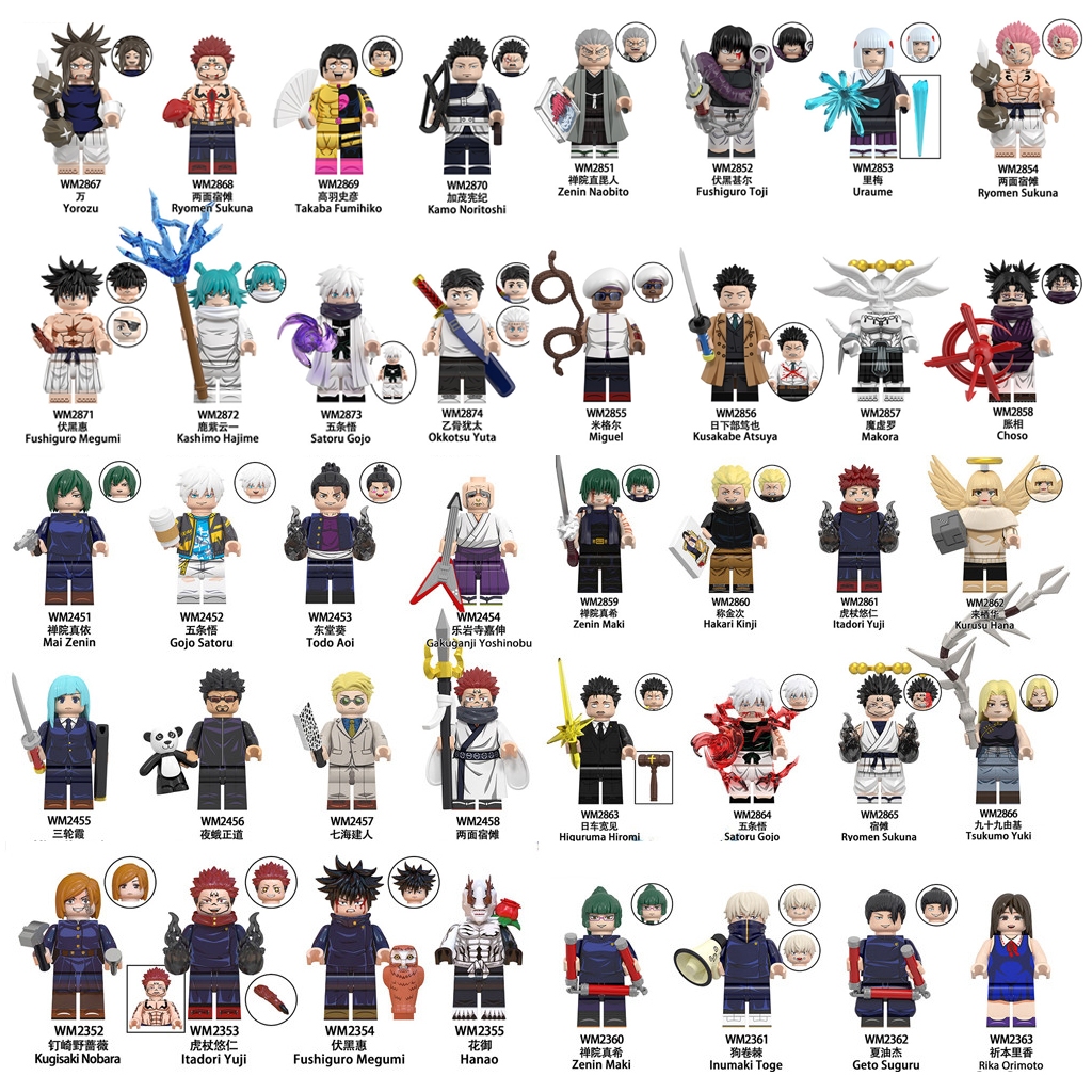 Satoru Gojo Jujutsu Kaisen Yuta บล็อกตัวต่อ adori Yuji Megumi ตัวเลข Sukuna ของเล่น Minifigures