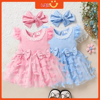 ชุดเดรสกระโปรง แขนกุด ลายผีเสื้อ 3D สําหรับเด็กผู้หญิง อายุ …