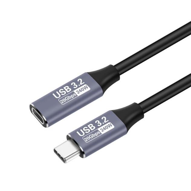 5 เมตร/3 เมตรฟังก์ชั่นเต็มรูปแบบ Type-C ชายหญิงสายต่อ,USB-C 3.2 Gen2 สายเคเบิลข้อมูลการถ่ายโอนเสียงและวิดีโอ 10Gbps 100W 5A 240W สาย