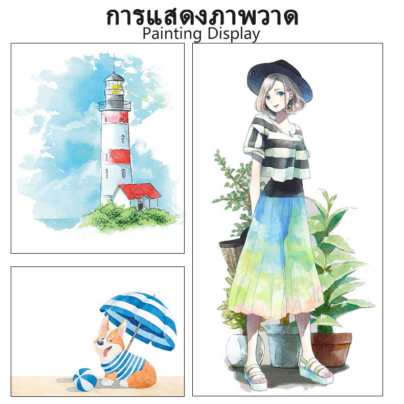 Mizoo ชุดระบายสีน้ำ สีน้ำก้อน 24/36/48สี watercolor อุปกรณ์ 7 ชิ้น กล่องเหล็กโลหะ ชุดพู่กันงานศิลปะ - รูปที่ 7