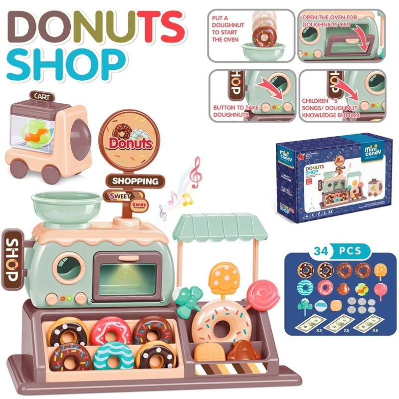เตาอบจำลองสำหรับเด็ก - เครื่องคิดเงินร้านโดนัท, ร้านไอศกรีม, ร้านขนม, ของเล่นจำลองการแสดงบทบาท