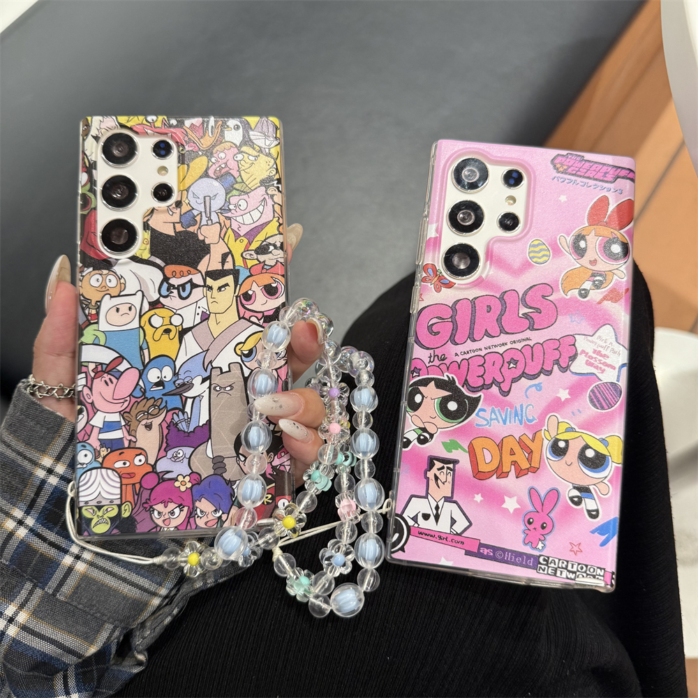 การ์ตูนน่ารัก สติ๊กเกอร์ วงเล็บ เชือกมือ ซองโทรศัพท์ Samsung Galaxy S25 Ultra S25 Plus S24 FE S24 Ul