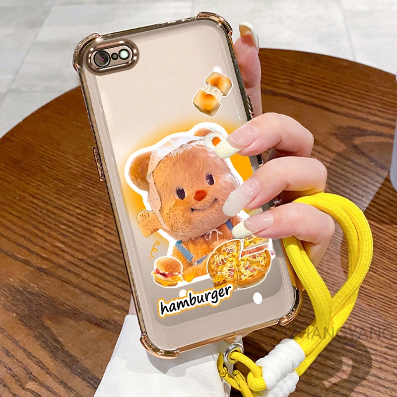 new สีcase สําหรับ iPhone 6 Plus iPhone 6s Plus ความงามการ์ตูนน่ารักตุ๊กตาหมีไฟฟ้า anti drop เคสโทรศัพท์ TPU ดีไซน์ใหม่ soft case พร้อมเชือกแขวน