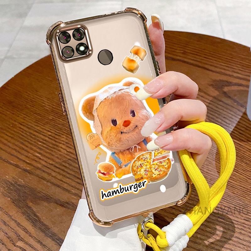 new สีcase สําหรับ OPPO A15 A15S ความงามการ์ตูนน่ารักตุ๊กตาหมีไฟฟ้า anti drop เคสโทรศัพท์ TPU ดีไซน์ใหม่ soft case พร้อมเชือกแขวน