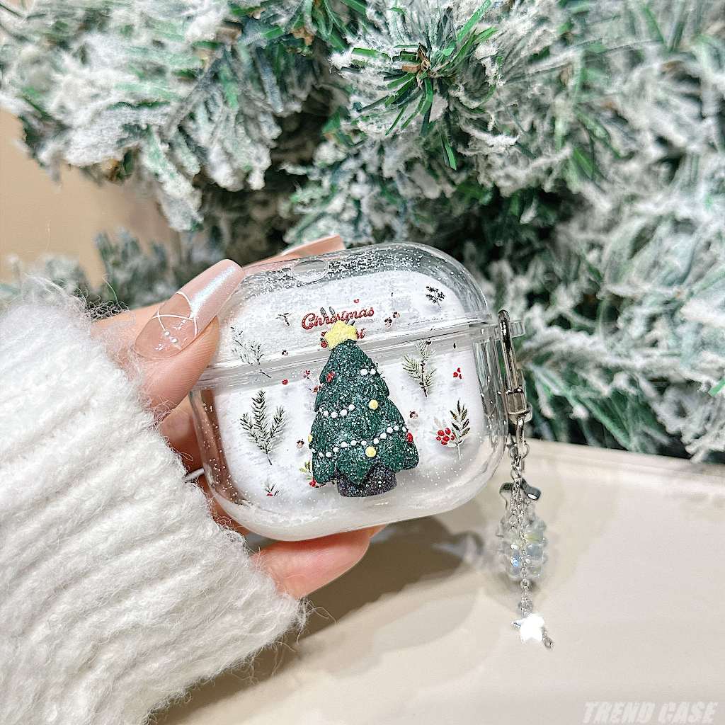 3d Christmas Tree Quicksand Earphone Case For Airpods Pro 2 3 1 4 Cover Silicone Headphone Charging Cases