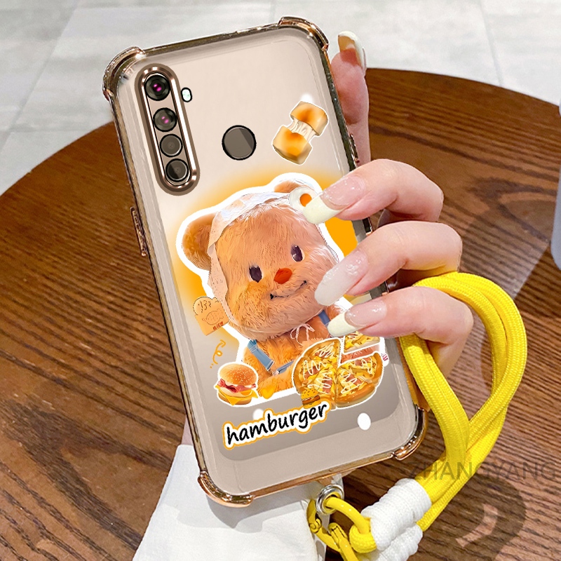 new สีcase สําหรับ Realme 5 5i 5s 6i c3 ความงามการ์ตูนน่ารักตุ๊กตาหมีไฟฟ้า anti drop เคสโทรศัพท์ TPU ดีไซน์ใหม่นุ่มพร้อมเชือกแขวน