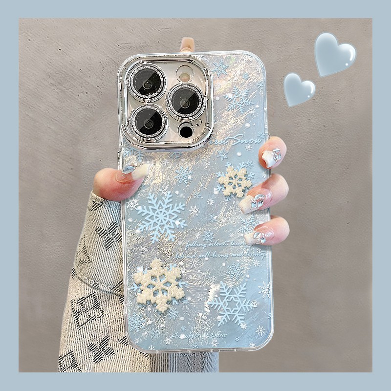 ฤดูหนาว 7 สเตอริโอเกล็ดหิมะ 14 Glacier รูปแบบ xs มาพร้อมฟิล์มเลนส์ xr เหมาะสําหรับ Apple 16promax เคสโทรศัพท์ 11 สไตล์ใหม่ 12 ความรู้สึกระดับไฮเอนด์ iPhone15 กันกระแทก 13 เคสป้องกัน