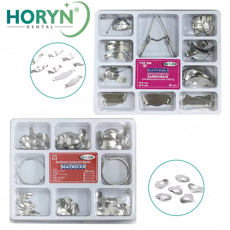 36/100pcs อุปกรณ์ทันตกรรม Matrix พร้อม Springclip NO.1.330 Sectional Contoured โลหะ Matrices ชุดสําหรับฟันเปลี่ยน