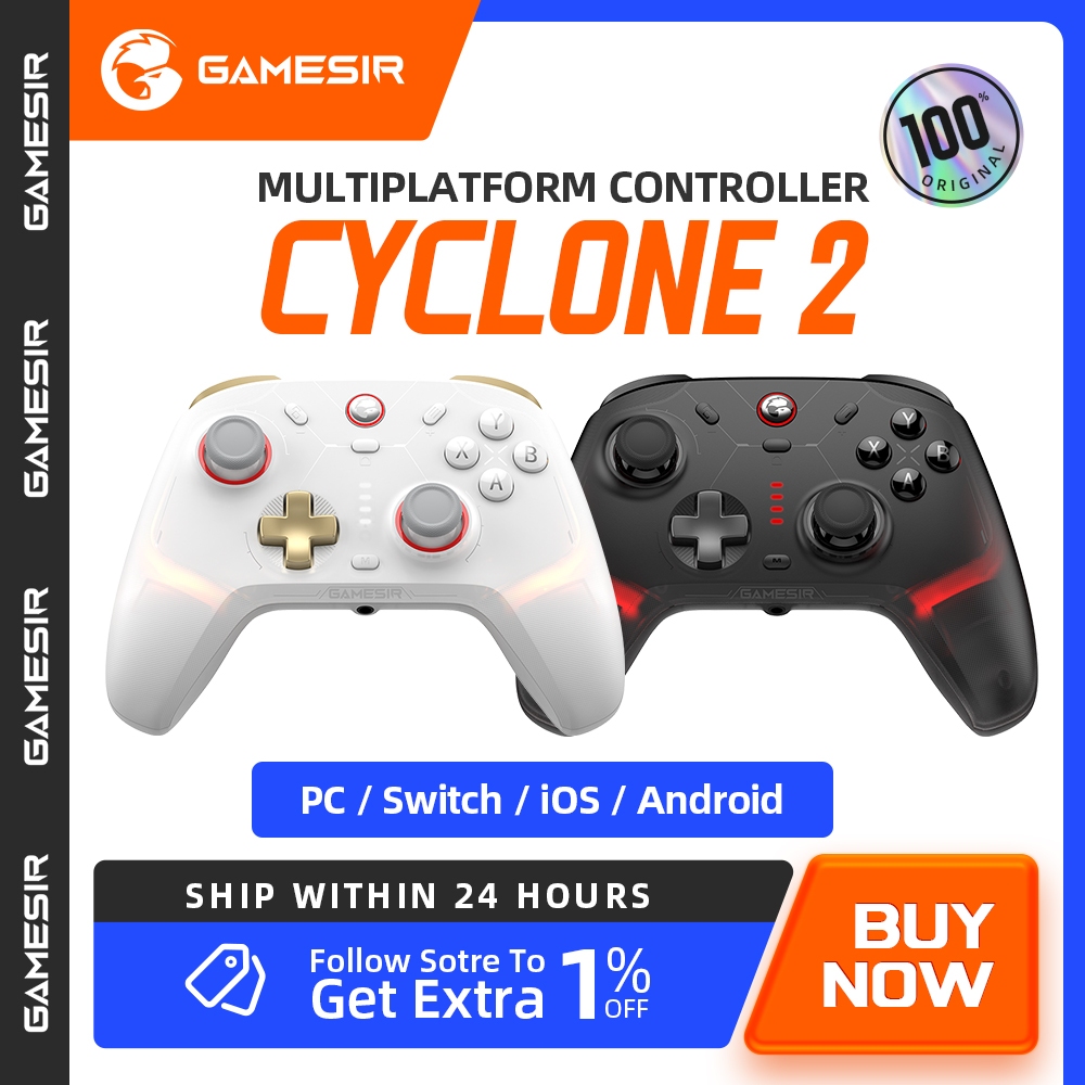 Gamesir- คอนโทรลเลอร์ไร้สาย Cyclone 2 พร้อมเอฟเฟกต์ฮอลล์, ฐานเสริม, สวิตช์ไอน้ํา PC, iOS, Android