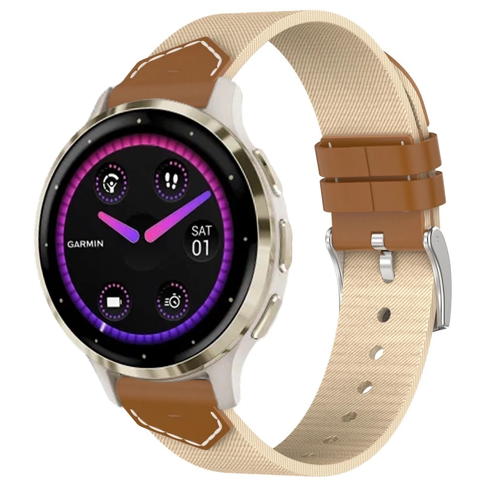 18 มม.Quick Release สายนาฬิกาไนลอนสําหรับ Garmin Venu 2S / Venu 3S / Vivoactive 4S / Vivomove 3S, ทอผ้าใบนุ่มแห้งเร็วผู้หญิงสายรัดข้อมือสําหรับ Forerunner 255s/265S