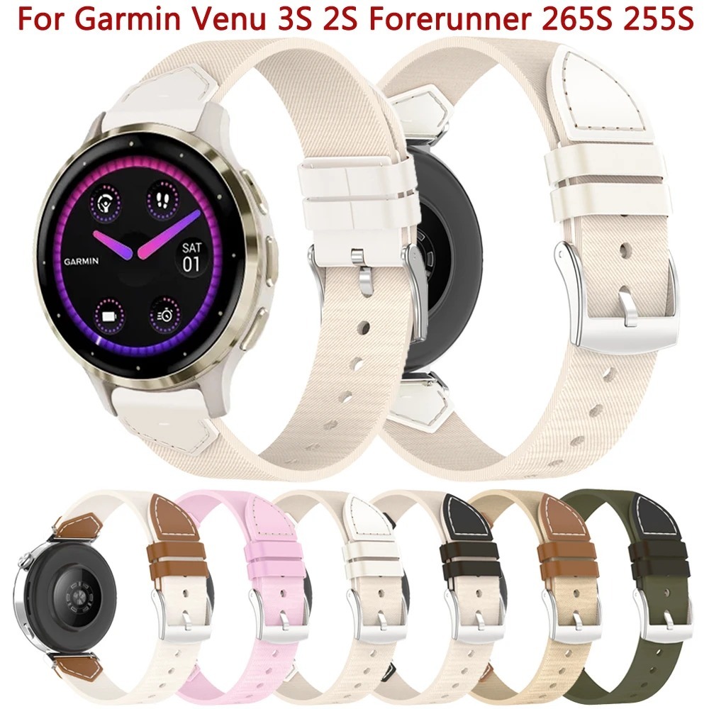18 มม.Quick Release สายนาฬิกาไนลอนสําหรับ Garmin Venu 2S / Venu 3S / Vivoactive 4S / Vivomove 3S, ทอผ้าใบนุ่มแห้งเร็วผู้หญิงสายรัดข้อมือสําหรับ Forerunner 255s/265S