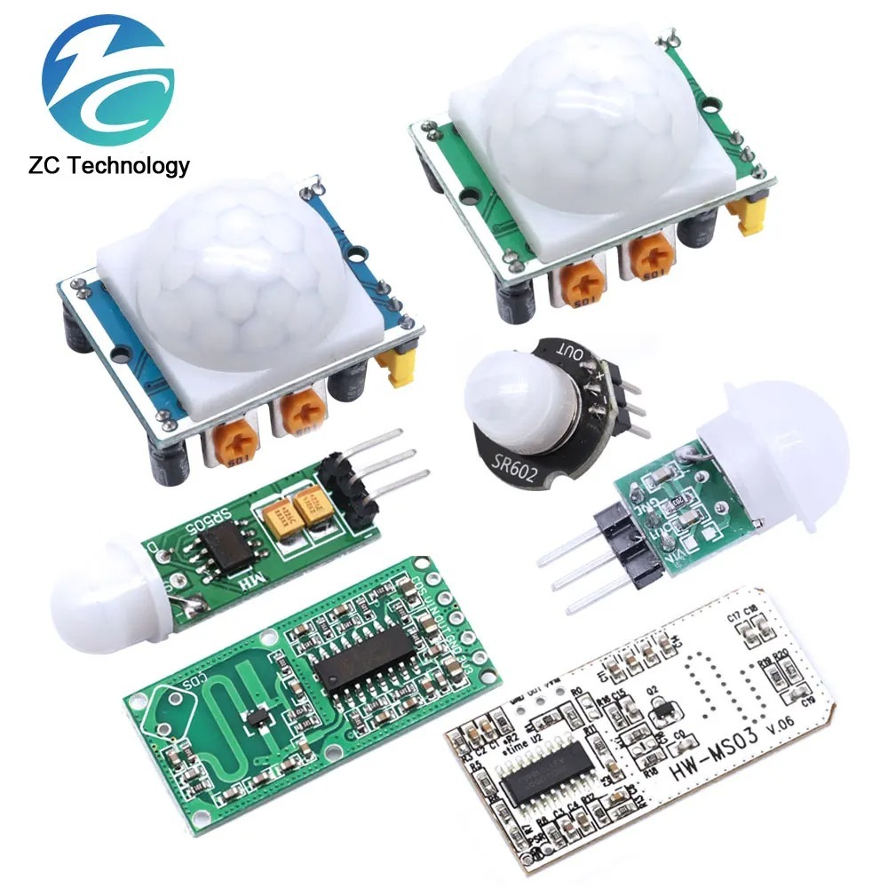 Hc-sr501 HC-SR505 AM312 SR602 HW-MS03 ปรับ IR Pyroelectric อินฟราเรด Mini PIR โมดูล Motion Sensor เครื่องตรวจจับโมดูลสําหรับ Arduino