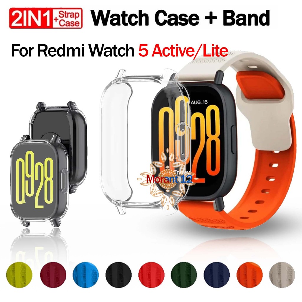 ซิลิโคนสายกีฬาสําหรับ Xiaomi Redmi Watch 5 Active & 5Lite TPU ป้องกันหน้าจอเปลือกกันชนสําหรับ Redmi Watch 5 Active Lite ฟิล์มอุปกรณ์เสริม