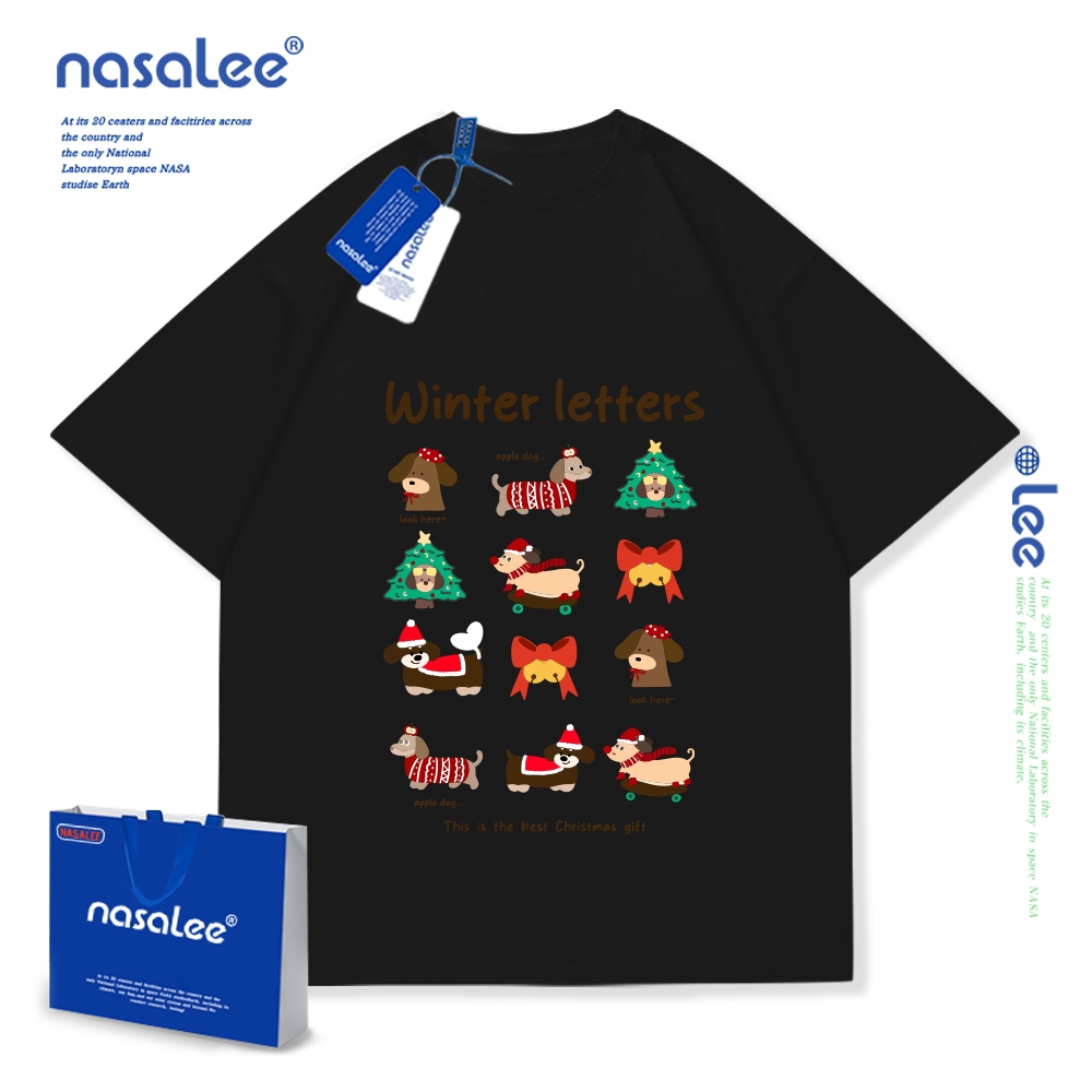 เสื้อยืดเด็กแขนสั้น ลายการ์ตูนคริสต์มาส ผ้าคอตตอน สำหรับเด็กผู้ชายและเด็กผู้หญิง