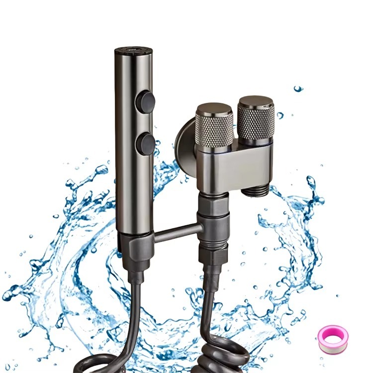 (In stock 24-hour shipping) DDhome ห้องน้ํามือถือ Bidet ก๊อกน้ํา Sprayer สแตนเลส Dual ปุ่ม Bidet Sprayer บ้านห้องน้ําอุปกรณ์เสริม