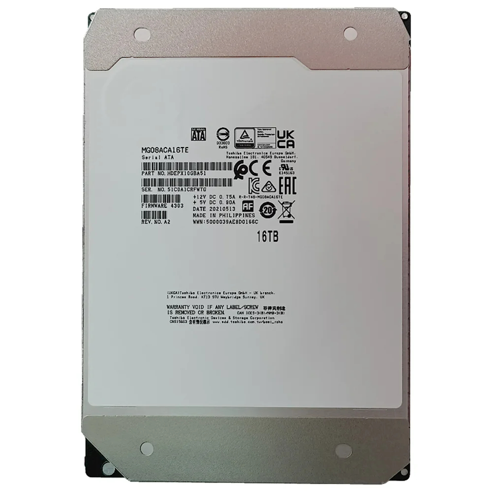 ฮาร์ดไดรฟ์ Enterprise 16TB HDD SATA 3 ฮาร์ดไดรฟ์ภายใน 3.5" (MG08ACA16TE)