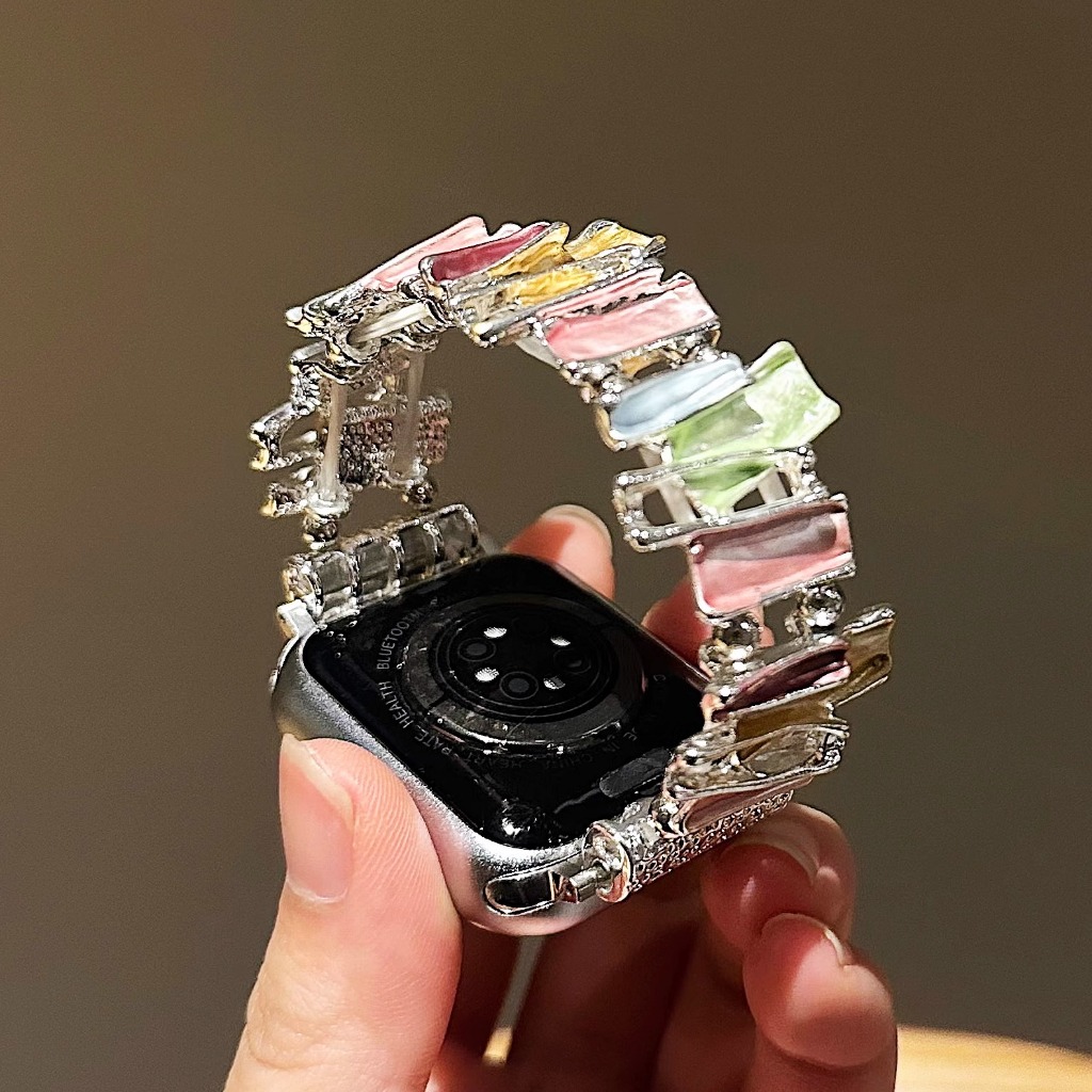 Alien สายโลหะสําหรับ Apple Watch Band 44 มม.40 มม.สร้อยข้อมือโลหะ 42 มม.38 มม.นาฬิกาข้อมือผู้หญิงสําหรับ iwatch Series 10 9 8 7 6 SE 5 4 3 41 มม.45 มม.