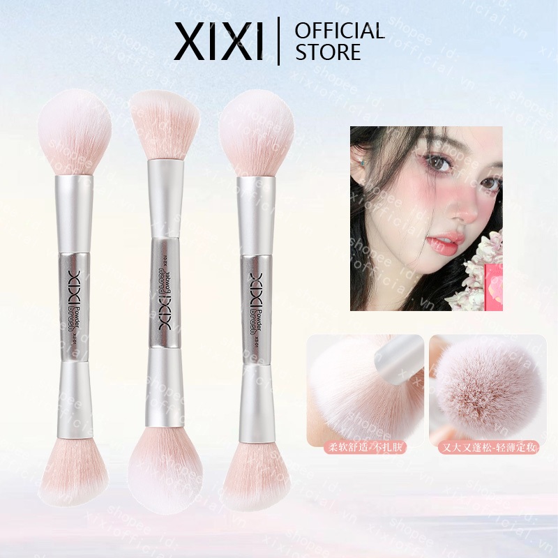 Xixi แปรงแต่งหน้า Double Head Foundation Powder คอนซีลเลอร์ Blusher แปรงแต่งหน้า Soft Fiber เครื่องสําอางเครื่องมือความงาม NO.XS-01