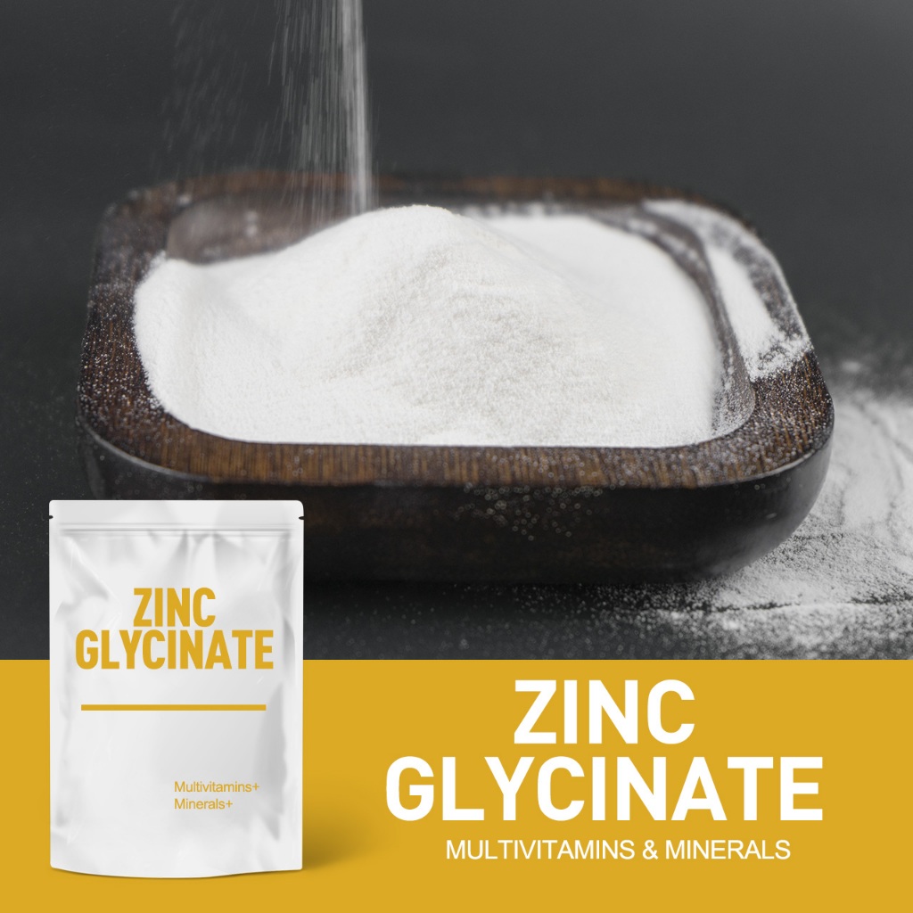 ขายส่ง Bulk Zinc Glycinate 99% Food Grade Amino Acid วัตถุดิบ Zinc Nutritional Strengthener Additives ผู้ผลิต CAS: 14281-83-5