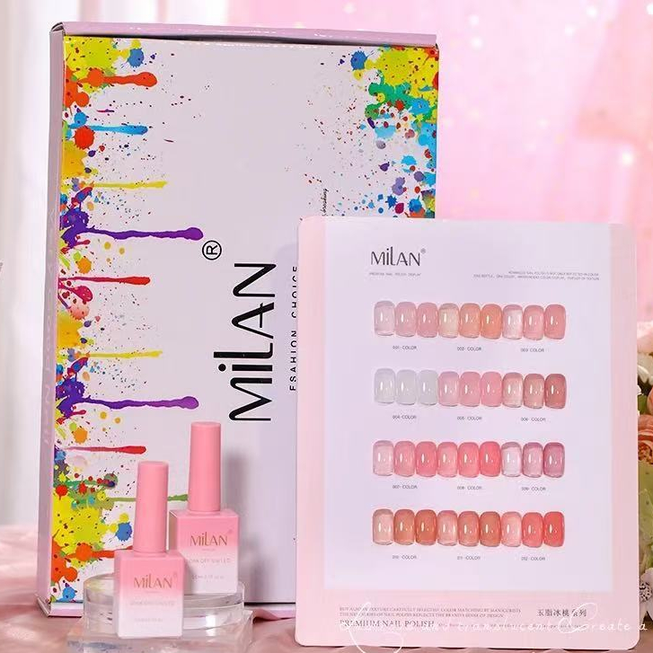 พร้อมส่ง Milan 12 สี สีเจลไซรัป ชมพูพีช 15ml สีสุขภาพดี สีเจล  โทนชมพู Ice Peach  แถม ชาร์ทสี