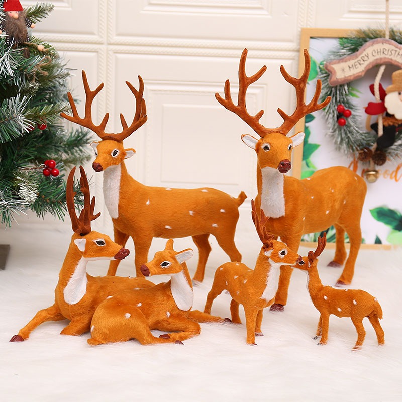 [Homyl1] คริสต์มาส Reindeer ตกแต่งสัตว์ประติมากรรมตาราง Centerpiece โต๊ะรูปปั้นกวาง Elk ตุ๊กตาสําหรับบ้านไร่เทศกาลฤดูใบไม้ผลิ