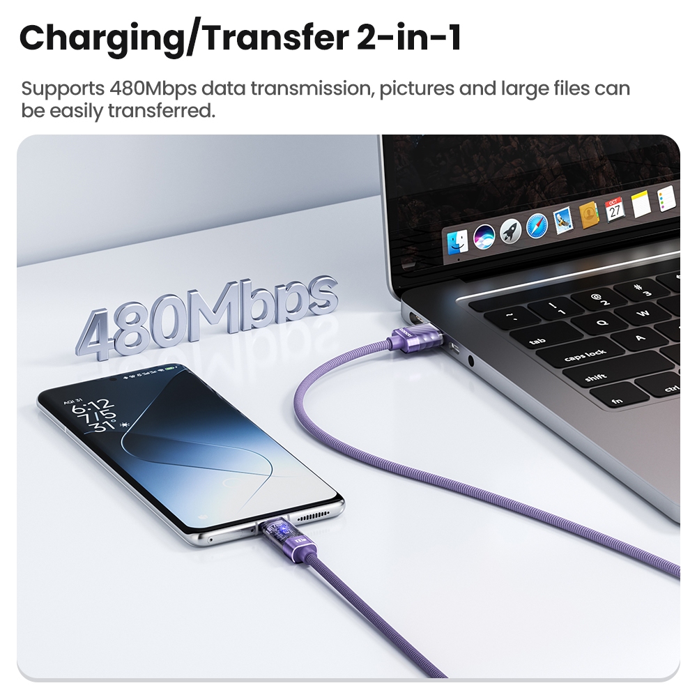 Toocki 100W USB Type C สายปิดอัตโนมัติ LED แสดงสถานะ Fast รูปที่ 6