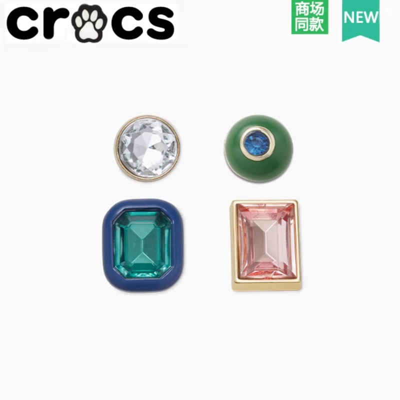 Crocs Crocs Zhibixing Accessories Hole Shoes Flower Texture Golden Transparent Gem Triple Purple Gem