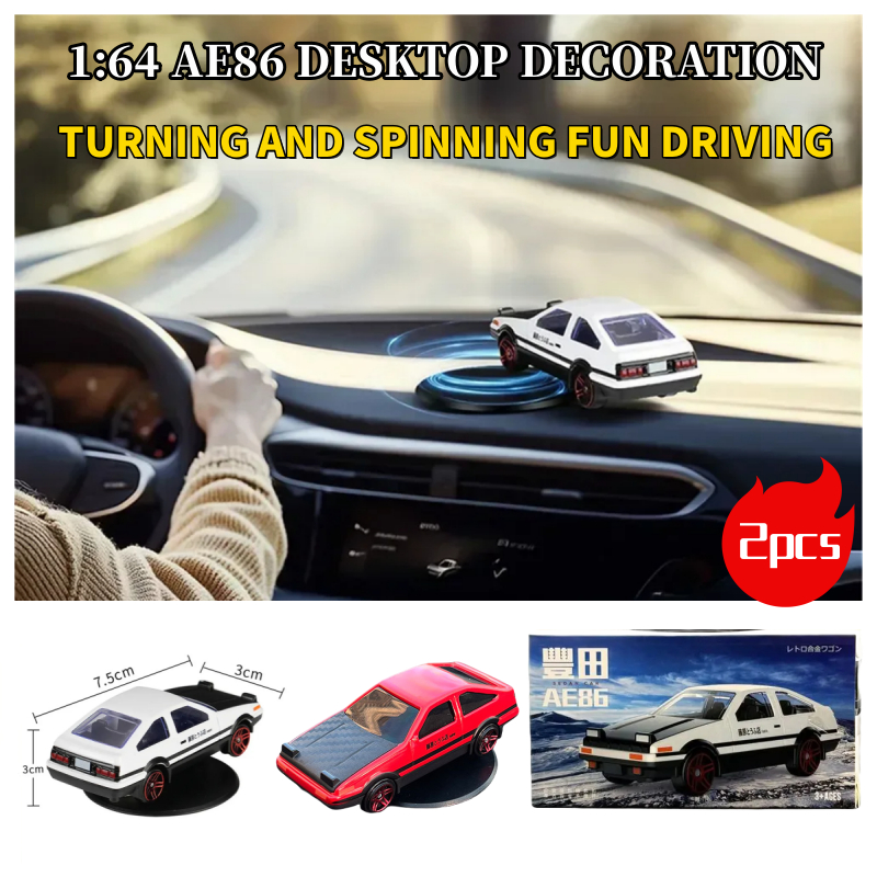 2 ชิ้น AE86 รถ Drift หมุนเครื่องประดับ 1 : 64 โลหะผสมรถหรูหรารุ่นภายในรถ Dashboard คอนโซลกลางตกแต่งเครื่องประดับ