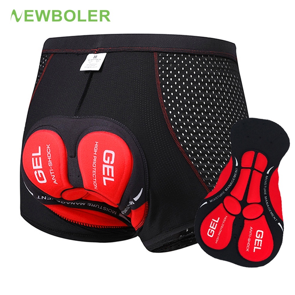 NEWBOLER Breathable 9D Gel Pad ขี่จักรยานกางเกงขาสั้นชุดชั้นในกันกระแทกจักรยานเสือภูเขาถนนขี่จักรยานกางเกงขาสั้นกางเกงขี่จักรยานกางเกงขาสั้นผู้ชาย