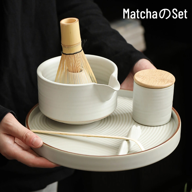Matcha Setชุดเริ่มต้นชาเขียวมัทฉะแบบดั้งเดิม ชุดชาญี่ปุ่น ชุดพิธีชงชาเขียวมัทฉะพรีเมียม (ชามเซรามิกพร้อมปากเท)