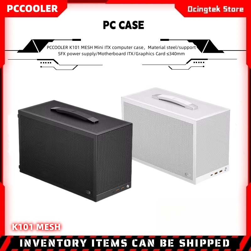 Pccooler K101 MESH Mini ITX เคสคอมพิวเตอร์,วัสดุเหล็ก/รองรับแหล่งจ่ายไฟ SFX/Motherboard ITX/Graphics Card 340 มม.