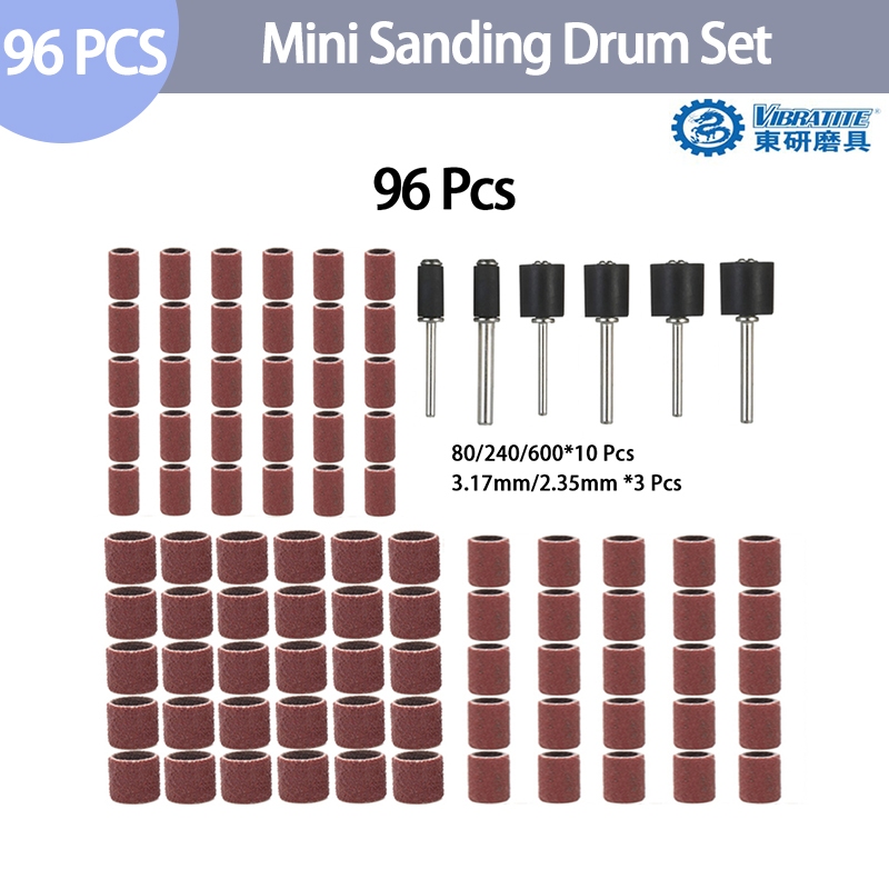 11/96pcs Sanding Drum Kit Grit 80 120 180 Sanding Band สําหรับ Dremel แขนสําหรับเครื่องบดมุมขนาดเล็ก Sanding Mandrels