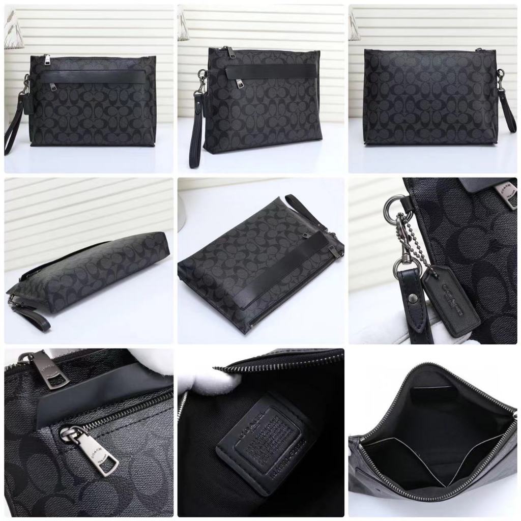 ของแท้ 100% COAC * กระเป๋าผู้ชายแฟชั่นคลาสสิกใต้วงแขนกระเป๋าข้อมือกระเป๋าคลิปกระเป๋าคลัทช์ F29508