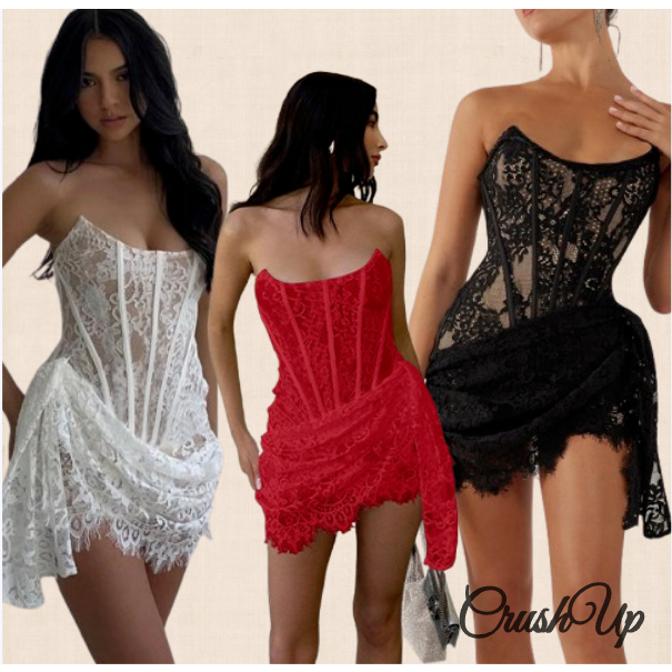 【LOCAL SHIP】ชุดเดรส เปิดไหล่ข้างเดียว แต่งลูกไม้เซ็กซี่ ทรงสลิมฟิต สีโปร่งใส สําหรับผู้หญิง 2025