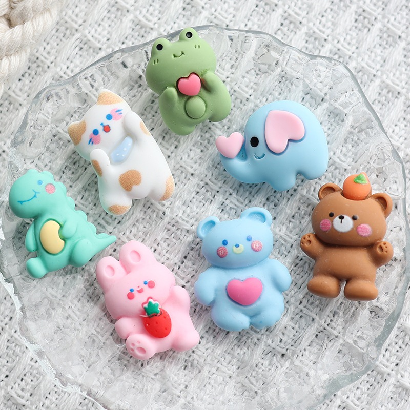 กิ๊บติดผมเรซิ่น รูปการ์ตูนกบ หมี คิตตี้ Dinausaur สีเขียว อุปกรณ์เสริม สําหรับตกแต่งโทรศัพท์มือถือ Diy จํานวน 10 ชิ้น ต่อแพ็ค