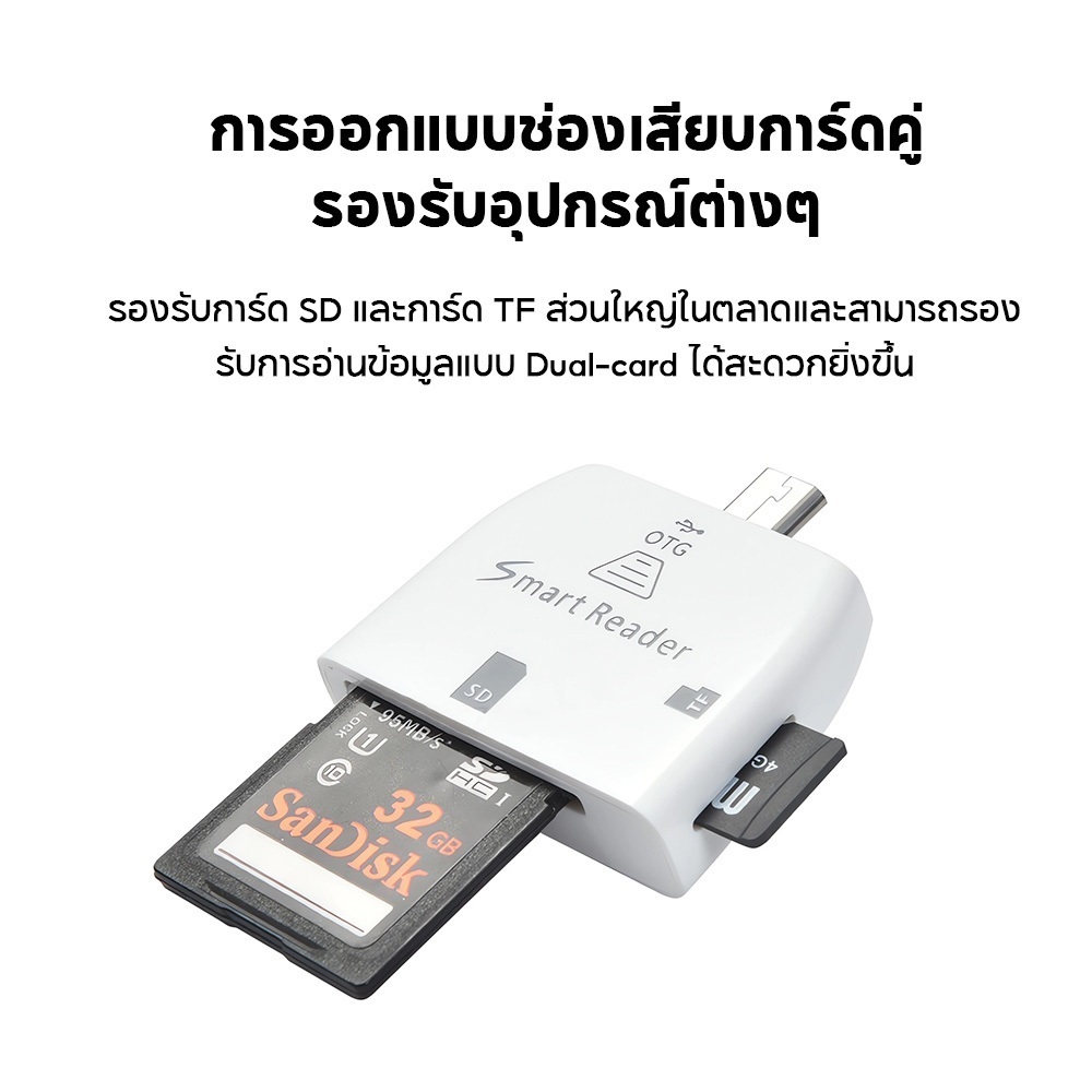 เหมาะสําหรับสมาร์ทโฟน OTG เครื่องอ่านการ์ดอัจฉริยะอะแดปเตอร์เครื่องอ่านการ์ด Type-C/IOS