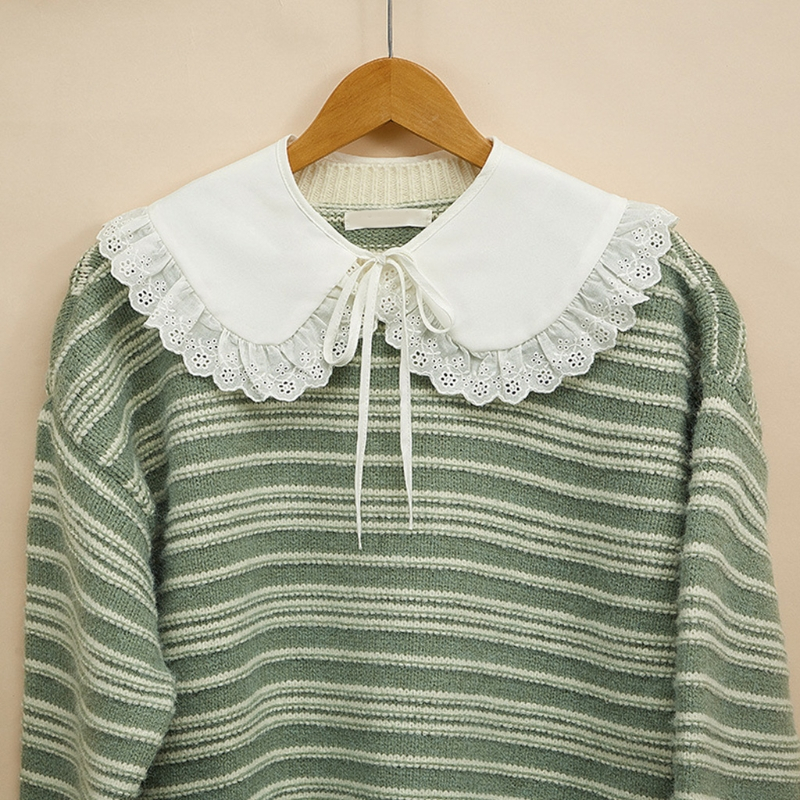 Japanese Style for Doll Fake Collar Shawl Hollow Ruffled Lace Trim Necklace Cape