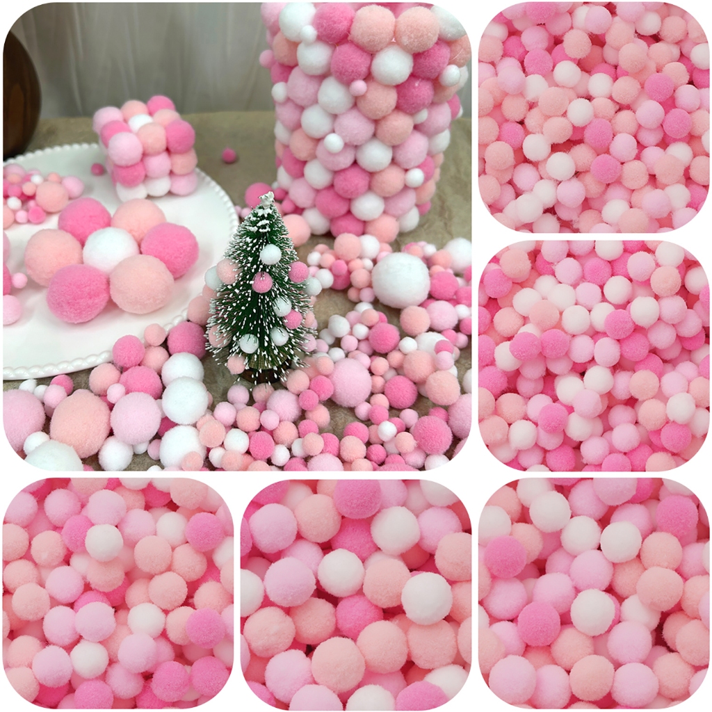 [0.8-3ซม.] ตุ๊กตาบอลชุดสีชมพู ทําเอง ทําลูกหมูสีชมพูดอกไม้สีชมพูงานฝีมือสีชมพู