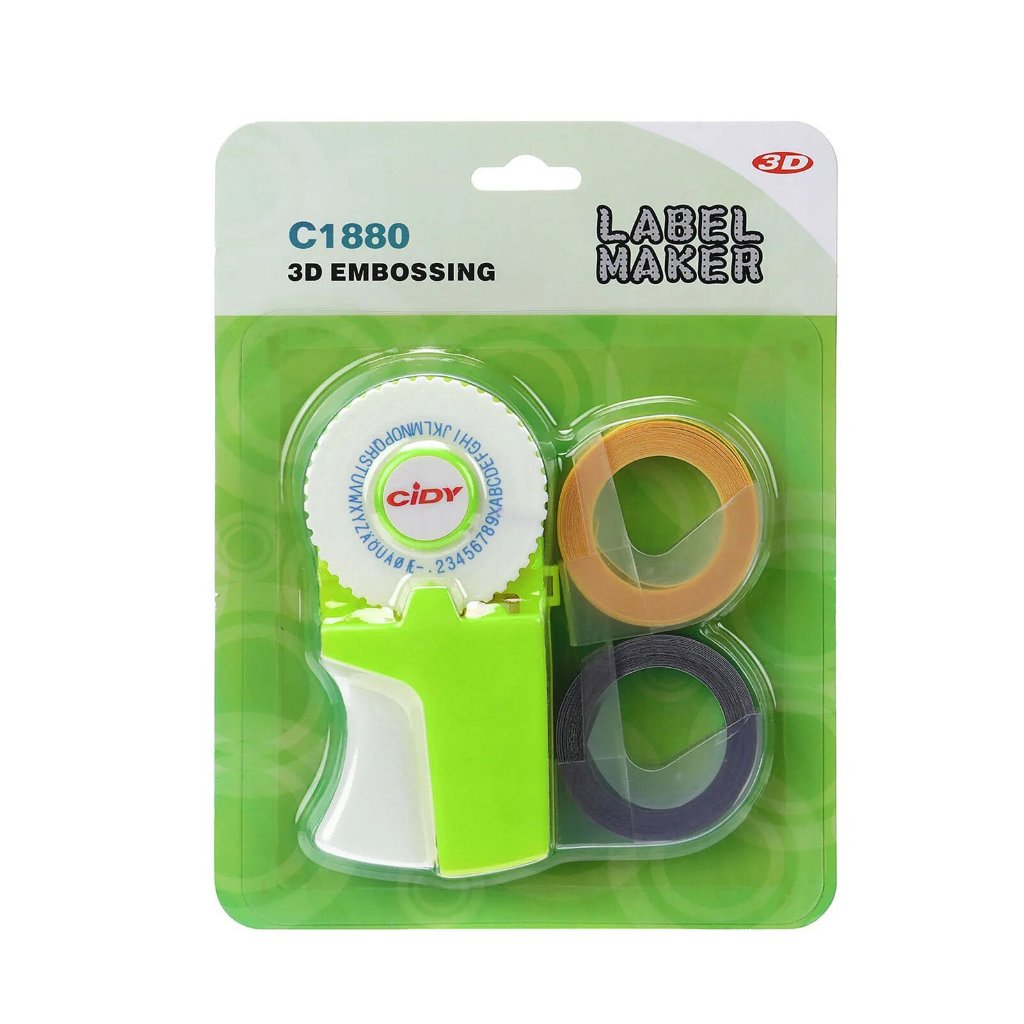 Cidy C1880 ลายนูน Label Maker เครื่องพิมพ์ดีดเปลี่ยน dymo 1880 2 ม้วน 9 มม.3D เทปเติมสําหรับ dymo/mo