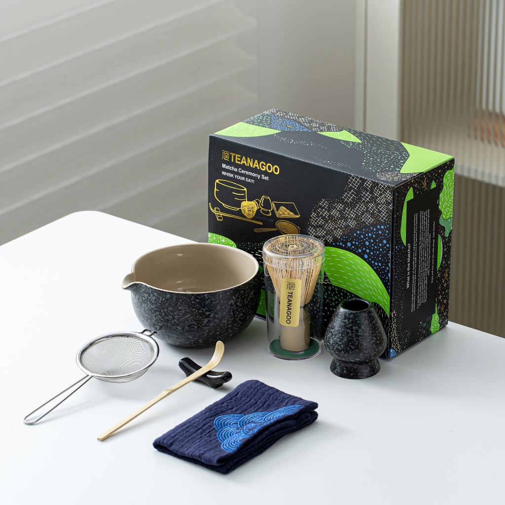 Teanagoo Matcha Whisk Set | ชุดมัทฉะ | ชุดมัทฉะ | ชุดชามัทฉะ | มัทฉะ ปัดและชาม |ช้อนตักมัทฉะไม้ไผ่และสแตนเลส Sifter-7 ชิ้นชุดมัทฉะสําหรับคนรักมัทฉะ,N17, Char